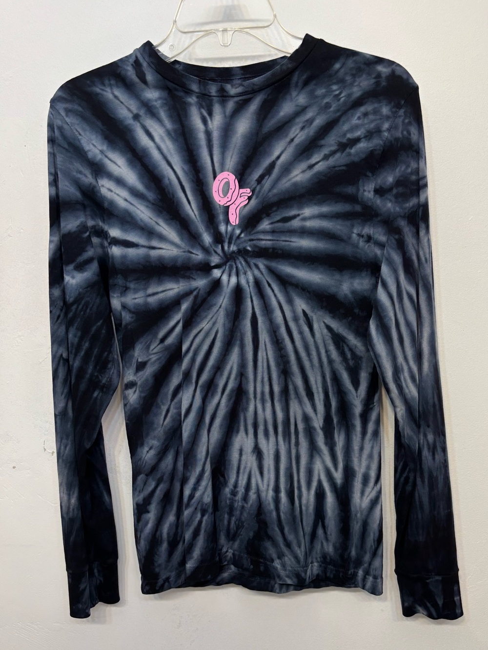 Odd Future Gray & Black Tie Dye W Pink Logo Graphic Long Sleeve Mens Size Small